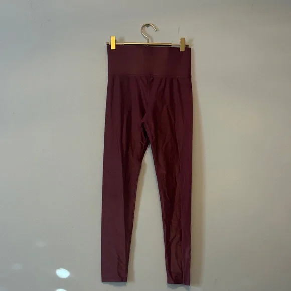 CARBON38 burgundy 7/8 shine leggings- size small - Picture 2 of 6